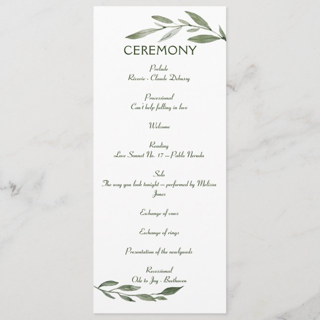 Elegant Minimal Leaves Frame Green Olive Hunter Programme (Front)