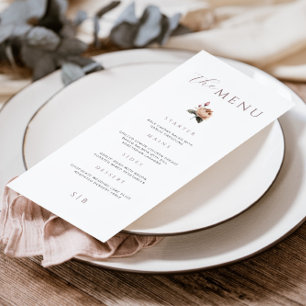 Elegant Minimal Light Pink Rose Wedding Menu