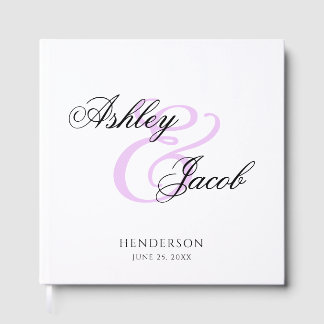 Elegant Minimal Light Purple Custom Name Wedding Guest Book