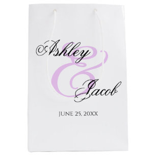 Elegant Minimal Light Purple Custom Name Wedding Medium Gift Bag