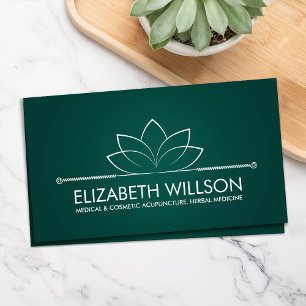 Elegant Minimal Lotus Acupuncture Needles Business Card