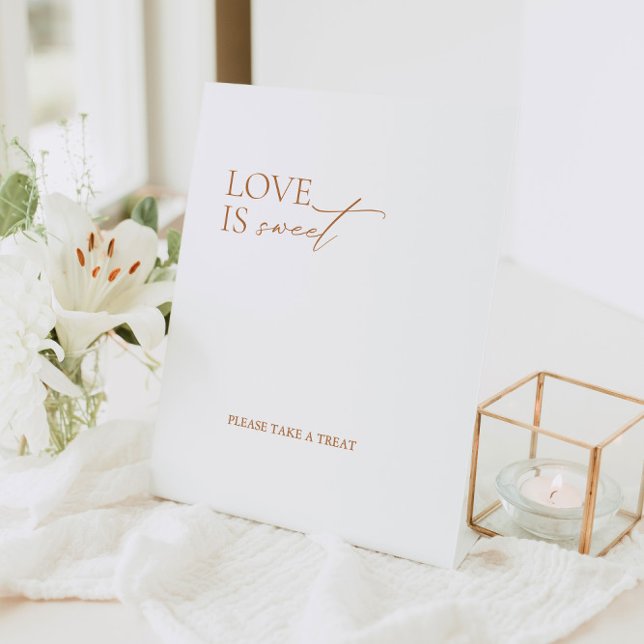 Elegant Minimal Love is Sweet Wedding Pedestal Sign (Creator Uploaded)