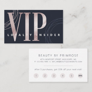 Elegant Minimal Luxury Navy Rose Gold Abstract VIP Loyalty Card