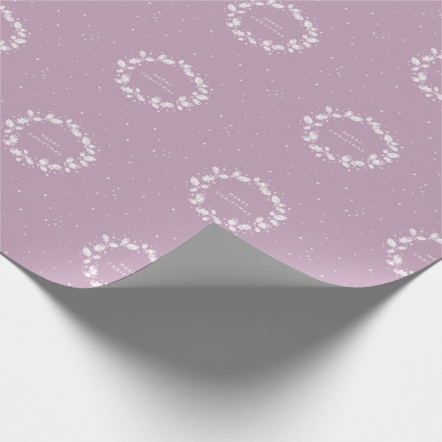 Elegant Minimal Mauve Christmas Holly Wreath Wrapping Paper (Corner)