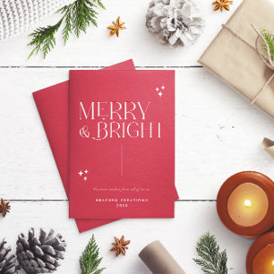 Elegant Minimal Merry & Bright Corporate Holiday Card
