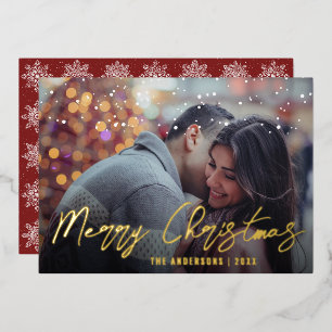 Elegant Minimal Merry Christmas Custom Photo