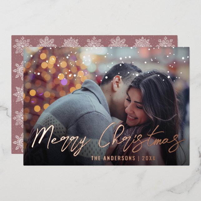 Elegant Minimal Merry Christmas Custom Photo   (Front/Back)