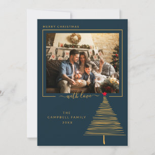 Elegant Minimal Merry Christmas Family Picture Hol Holiday Card
