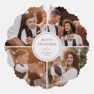 Elegant Minimal Merry Christmas Photo Collage Tree Decoration Card