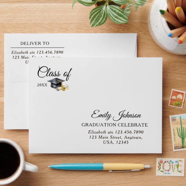Elegant Minimal Minimalist Graduation Envelope (Desk)