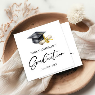 Elegant Minimal Minimalist Graduation Napkin