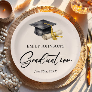 Elegant Minimal Minimalist Graduation Paper Plate