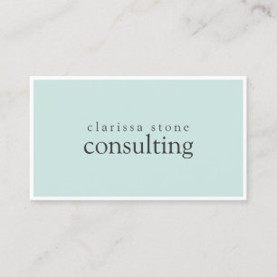 Elegant minimal mint white border consulting business card