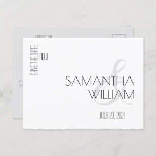 Elegant Minimal Modern Black White Save the Date Invitation Postcard