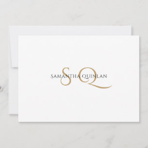 Elegant Minimal Modern Gold Monogram Flourish Type Card