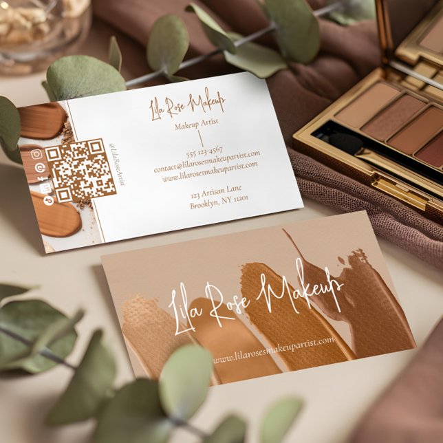 Elegant Minimal Modern Makeup Artist Photo Collage Business Card (Elegant Minimal Modern Makeup Artist Photo Collage Business Card)