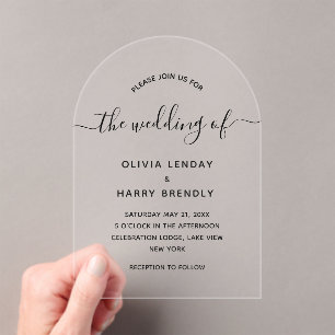 Elegant Minimal Modern Script Wedding Acrylic Invitations
