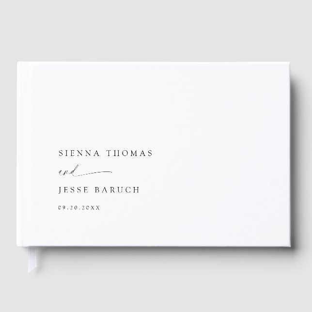Elegant Minimal Modern Script Wedding Guest Book (Front)