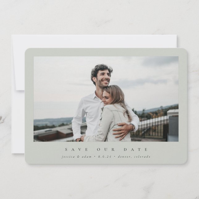 Elegant Minimal Modern Single Photograph Save The Date (Front)