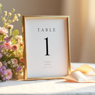 Elegant Minimal Modern Wedding Table Number