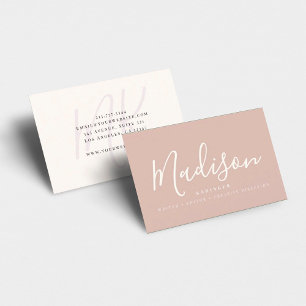 Elegant Minimal Monogram Blush Ivory Chic Stylish Business Card