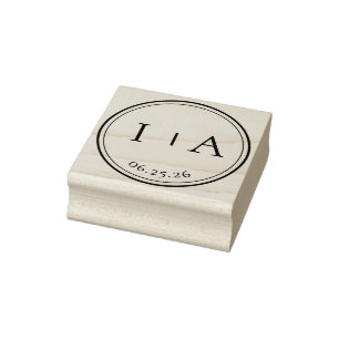 Elegant Minimal Monogram Initials Wedding Rubber Stamp