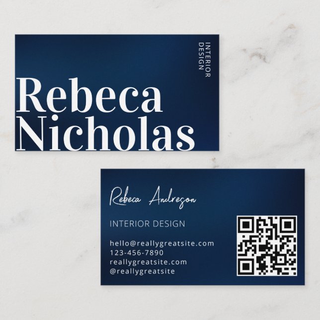Elegant Minimal Monogram Modern blue Professional  Business Card (Front/Back)