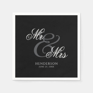 Elegant Minimal Mr and Mrs. Wedding Napkin