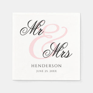 Elegant Minimal Mr and Mrs. Wedding Napkins