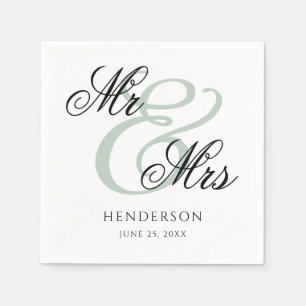 Elegant Minimal Mr and Mrs. Wedding Napkins