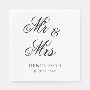 Elegant Minimal Mr and Mrs. Wedding Napkins