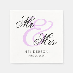 Elegant Minimal Mr and Mrs. Wedding Napkins