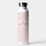 Elegant Minimal Name and Monogrammed Custom Colour Water Bottle<br><div class="desc">NewParkLane - Elegant minimalist water bottle in blush pink (custom colour), with for your name and monogram in a chic and classic typography. Easy to customise in Zazzle with your own text for a personalised design. All text styles, colours, and sizes can be modified to fit your needs. The background...</div>