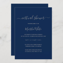 Elegant Minimal Navy Silver Virtual Bridal Shower