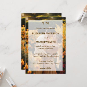 Elegant minimal neutral rustic photo wedding invitation