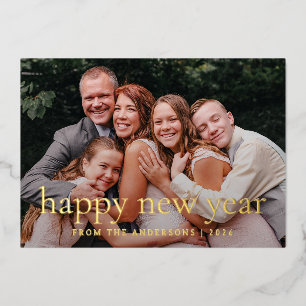 Elegant Minimal New Year Cheers Family Photo