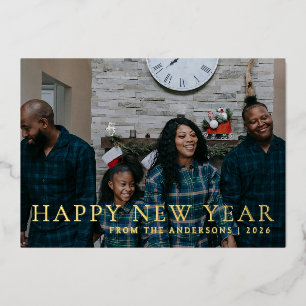 Elegant Minimal New Year Cheers Family Photo