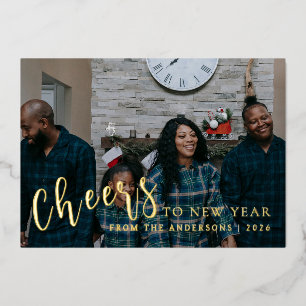Elegant Minimal New Year Cheers Family Photo
