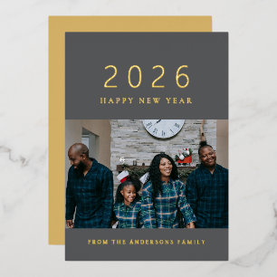 Elegant Minimal New Year Cheers Family Photo