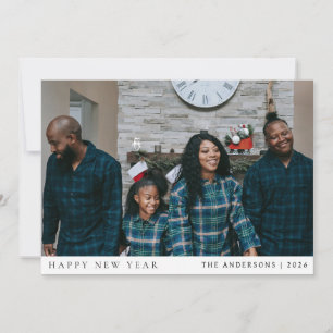 Elegant Minimal New Year Cheers Family Photo Holid Holiday Card