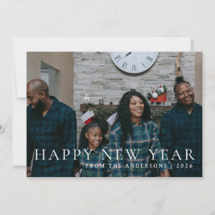 Elegant Minimal New Year Cheers Family Photo Holiday Card