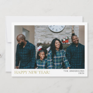 Elegant Minimal New Year Cheers Family Photo Holiday Card