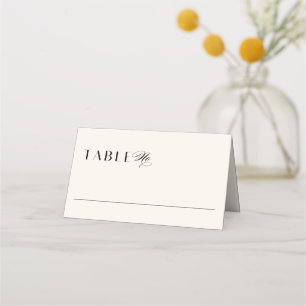 Elegant minimal Old money black and cream Wedding Place Card