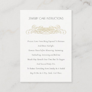 Elegant Minimal Ornate Gold Divider Jewellery Care Business Card