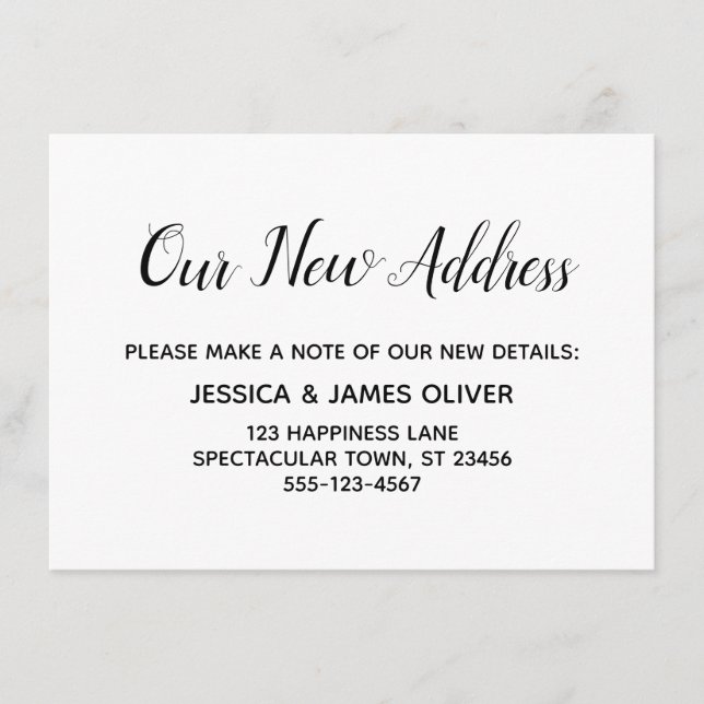 Elegant, Minimal "Our New Address" Insert Cards (Front)