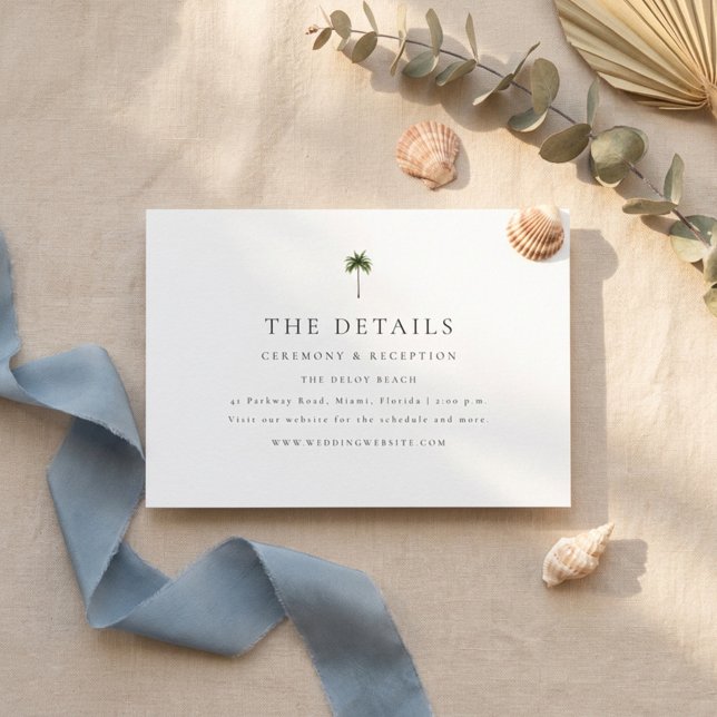 Elegant Minimal Palm Tree Wedding Details Enclosure Card (Creator Uploaded)