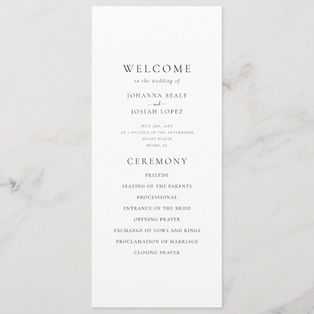 Elegant Minimal Palm Tree Wedding Program Programme (Front)