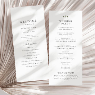 Elegant Minimal Palm Tree Wedding Programme