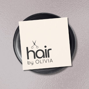 Elegant Minimal Pastel Black Scissors Hairstylist Square Business Card