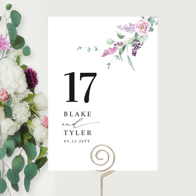 Elegant, Minimal Pastel Colour Floral Wedding  Table Number (Creator Uploaded)
